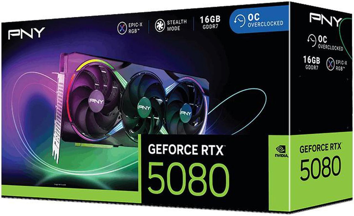 PNY ARGB OC GeForce RTX 5080 16GB 512-Bit GDDR7 DLSS Graphics Card VCG508016TFXXPB1-O