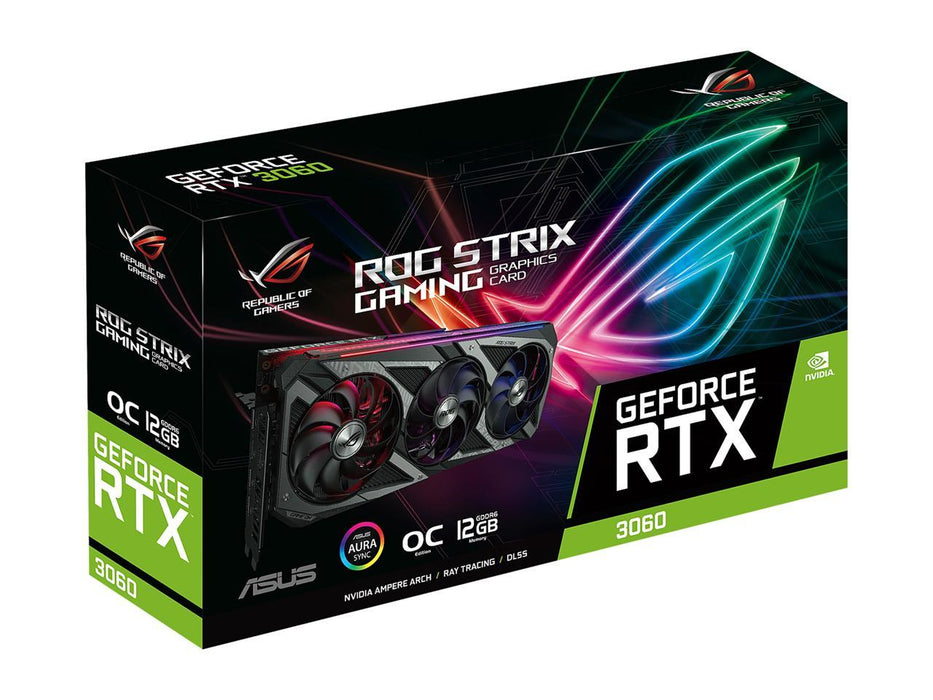 ASUS ROG Strix GeForce RTX 3060 V2 12GB GDDR6 PCI Express 4.0 Video Card ROG-STRIX-RTX3060-O12G-V2-GAMING