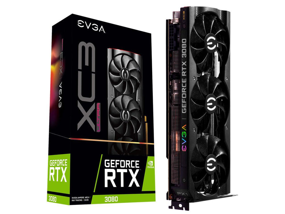 EVGA GeForce RTX 3080 XC3 ULTRA GAMING Video Card, 10G-P5-3885-KR, 10GB GDDR6X, iCX3 Cooling, ARGB LED, Metal Backplate