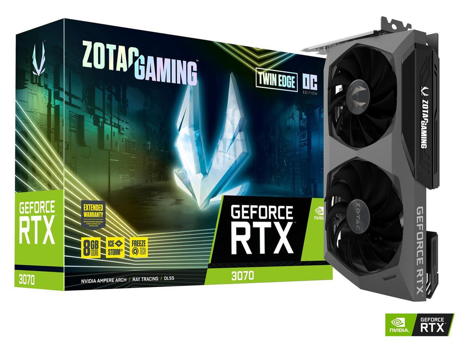 ZOTAC GAMING GeForce RTX 3070 Twin Edge OC 8GB GDDR6 256-bit 14 Gbps PCIE 4.0 Gaming Graphics Card ZT-A30700H-10P