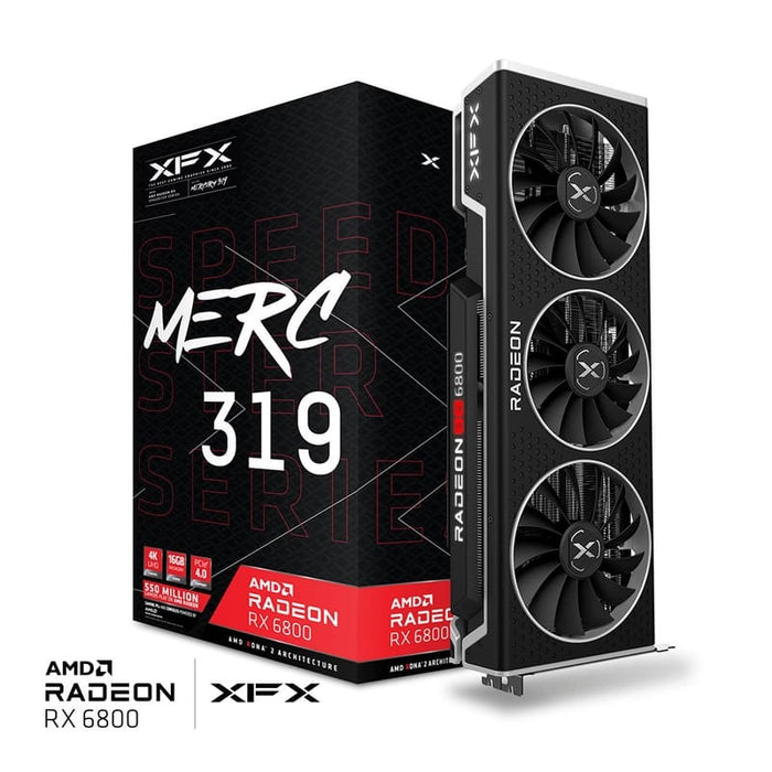 XFX Speedster MERC 319 AMD Radeon RX 6800 BLACK Gaming Graphics Card with 16GB GDDR6, AMD RDNA 2